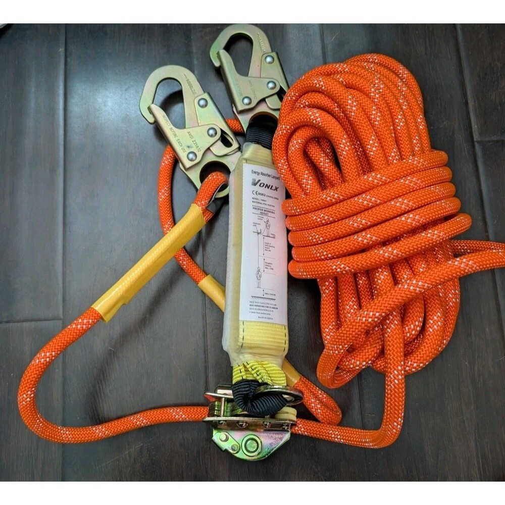 Fall Protection Safety Rope 50FT Heavy Duty Vertical Roofing Ropes Alloy Steel